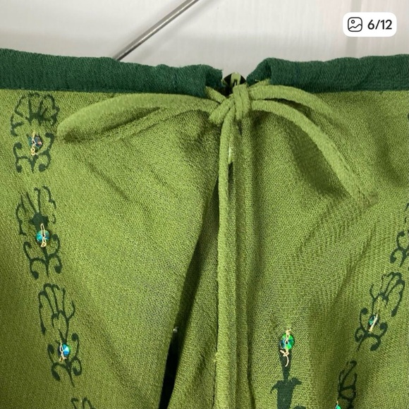 Soft Surroundings Olive Embroidered A-Line Skirt - Picture 4 of 12